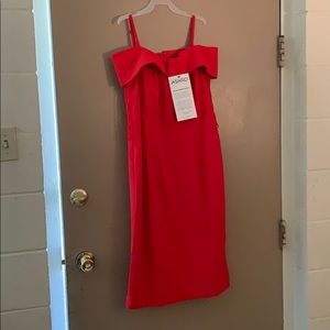 Red off the shoulder dress